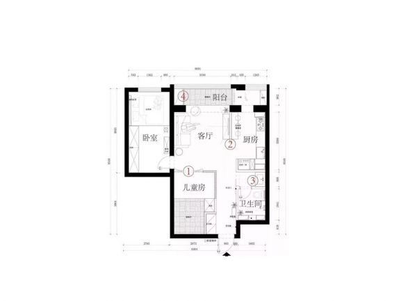 67平小户型二居室的简约又优雅