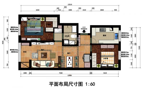 南海家园80平米两居室美式风格案例