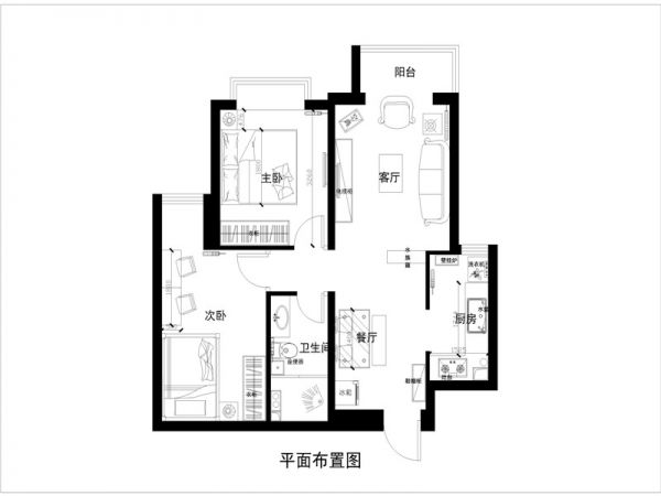 鸿博家园-地中海风格-两居室