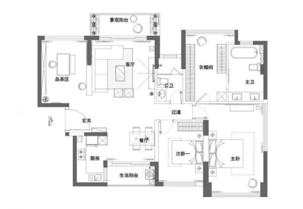 111平的两间卧室，享受禅意生活