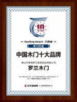罗兰木门获2019中国木门影响力十大品牌