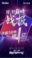 双11冰箱战报:多品牌均有上涨,海尔份额第一并获8连冠