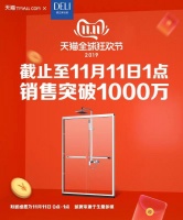 德立淋浴房双十一销量突破6,080万，蝉联三年冠军