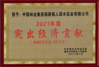 福人地板获2021年度莆田市秀屿区突出经济贡献奖