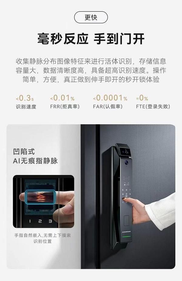 吉猫临智能门锁M30Pro：全面融入静脉解锁技术，让生活更加简单、更加便捷！